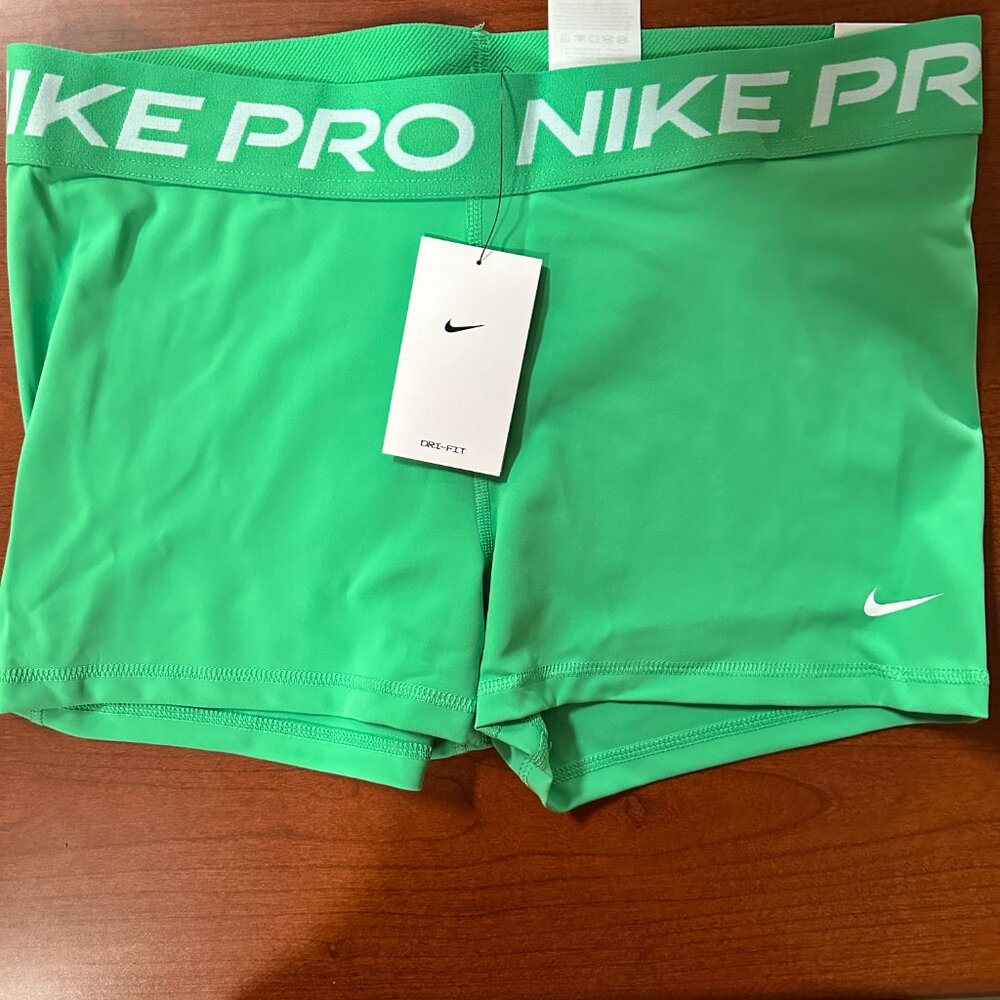 Nike - Women's Pro 3" Training Shorts - Spring Green, White - XL